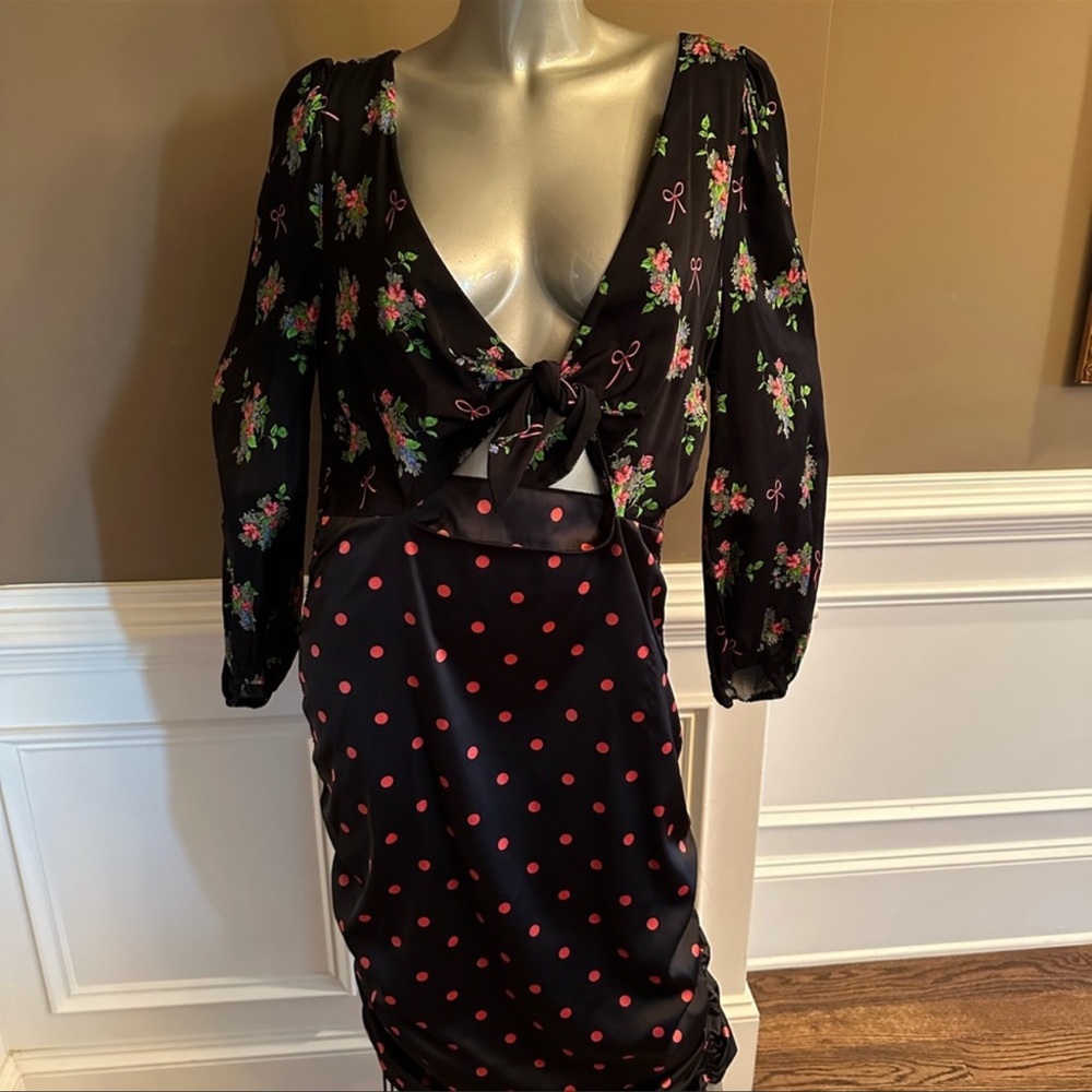 New For Love & Lemons Wilson Floral Polka Dot Dress Sz 1X